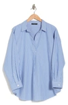 T Tahari Oversize Poplin Tunic Shirt In Blue/ White Stripe