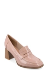 Journee Collection Malleah Loafer Pump In Patent/ Pink