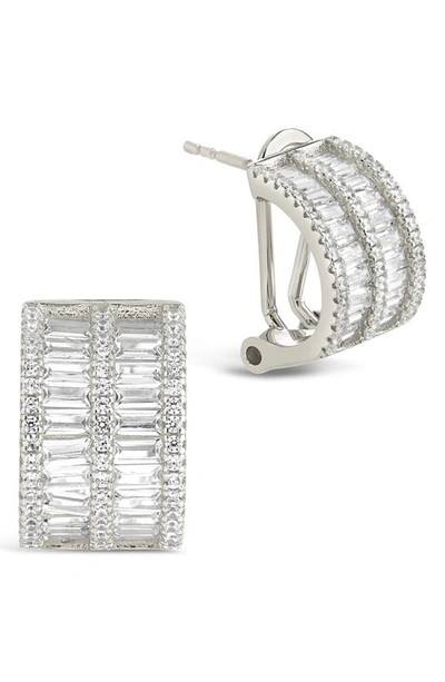 Sterling Forever Serena Cubic Zirconia Half Huggie Hoop Earrings In Metallic