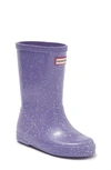 Hunter Kids' Original First Classic Glitter Rain Boot In Iridescent Purple