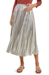 Wishlist Metallic Pleated Skirt In Silver