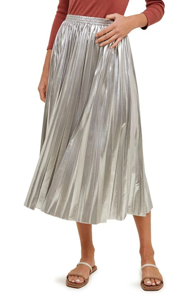 Wishlist Metallic Pleated Skirt In Silver