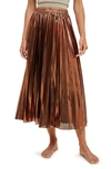 Wishlist Metallic Pleated Skirt In Copper