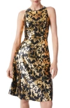 Alice And Olivia Leandra Florence Scroll Vegan Leather Knee-length Dress In Florence Scroll