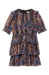 REISS KIDS' HENRIETTA FLORAL TIERED CHIFFON DRESS