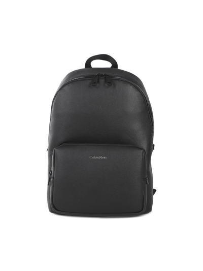 Calvin Klein Diagonal Campus Faux-leather Backpack In Black