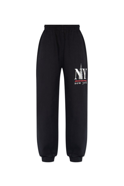 Alexander Wang Logo Embroidered Sweatpants In Black