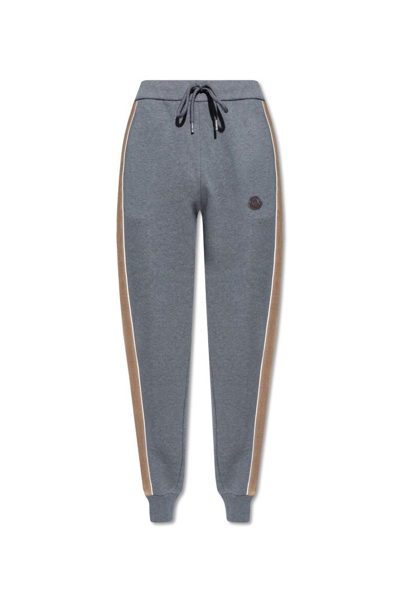 Moncler Logo Patch Drawstring Sweatpants In Grey