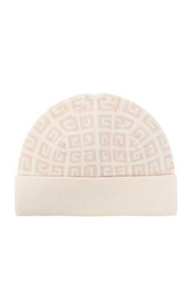 Givenchy 4g Monogrammed Knit Beanie In Beige