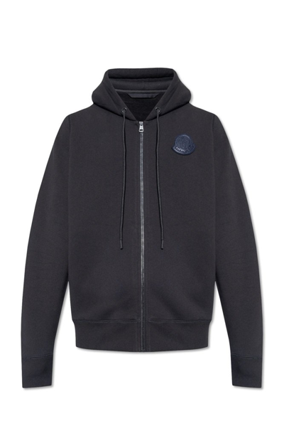 Moncler Logo-patch Cotton-jersey Zipped Hoodie In Black