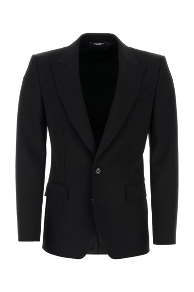 Dolce & Gabbana Black Wool Blend Sicilia Blazer In N0000