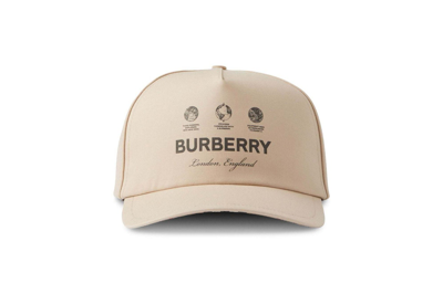 Pre-owned Burberry Logo Print Baseball Cap Sand Beige