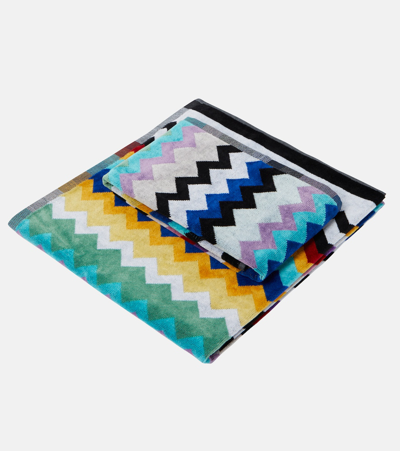 Missoni Zig Zag Set Of 2 Cotton Terry Towels In Multicoloured