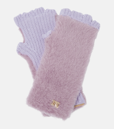 Max Mara Manny Teddy Fingerless Gloves In Purple