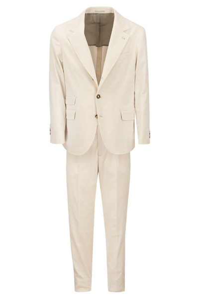 Brunello Cucinelli Wool And Cashmere Tweed Suit In Milk