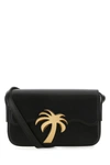 PALM ANGELS PALM ANGELS WOMAN BLACK LEATHER PALM BEACH BRIDGE CROSSBODY BAG