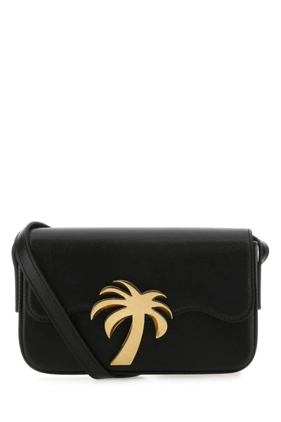 Palm Angels Woman Black Leather Palm Beach Bridge Crossbody Bag