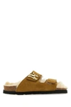 PALM ANGELS PALM ANGELS WOMAN CAMEL SUEDE SLIPPERS