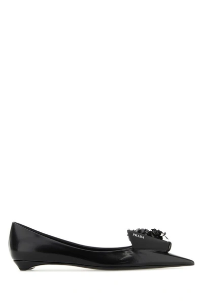 Prada Woman Black Leather Ballerinas