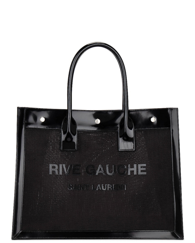 Saint Laurent Women Small Rive Gauche Nylon Tote Bag In Black