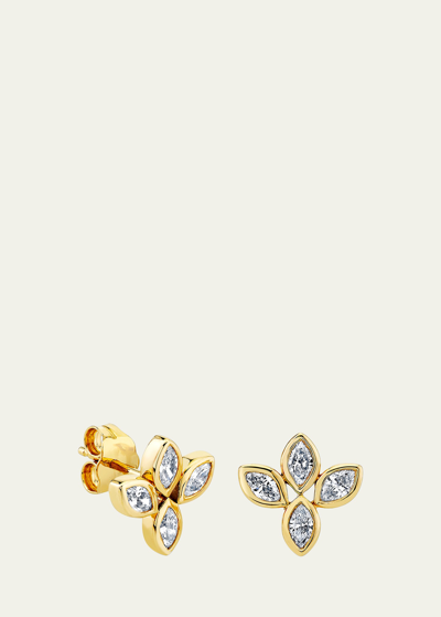 Sydney Evan 14k Yellow Gold Marquise Diamond Flower Stud Earring, Single In Yg