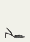 Manolo Blahnik Carolyne Metallic Leather Mid-heel Slingback Pumps In Silv0454