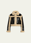 Stand Studio Edith Cropped Faux Shearling Jacket In Blacknatural Whit