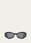 Dior The Signature B1u 55mm Butterfly Sunglasses In Shiny Black Smoke