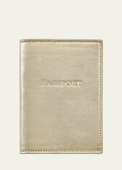 Bergdorf Goodman Leather Passport Holder In Gold