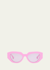 Gucci Womens Pink Gc002107 Rectangle-frame Acetate Sunglasses In Shiny Solid