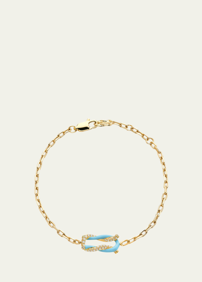 Boochier 18k Yellow Gold Fruit Hoops Diamond Bracelet, Light Blue