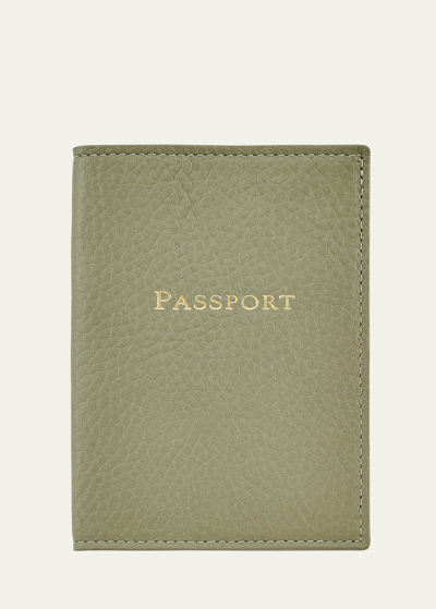 Bergdorf Goodman Leather Passport Holder In Sage