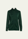 Michael Kors Hansen Charmeuse Button-front Shirt In Forest