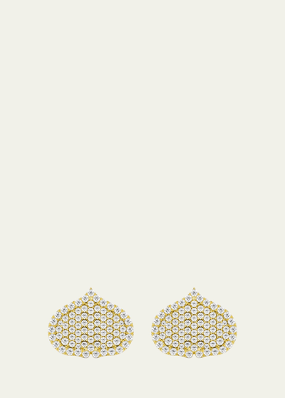 Kamal Eye Adore Stud Earrings In Yellow Gold And White Diamonds, 15mm