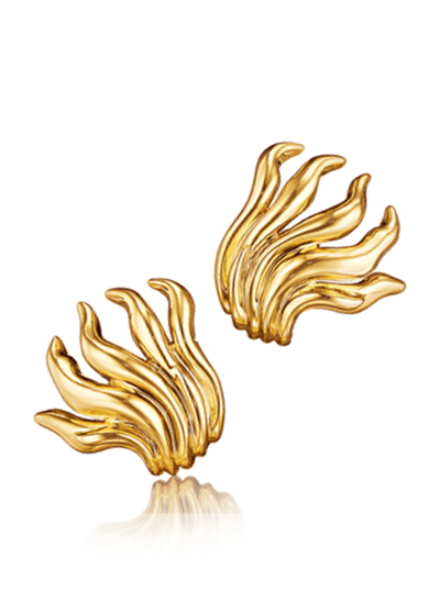 Verdura 18k Yellow Gold Tendril Flame Earclips