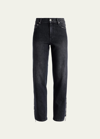Alice And Olivia Gayle Crystal-embellisjed Straight-leg Jeans In Maya Charcoal Bla