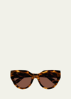 Gucci Gg Emblem Acetate Cat-eye Sunglasses In Shiny Dark Havana