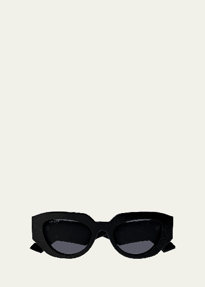 Gucci Geometric Acetate Butterfly Sunglasses In Black