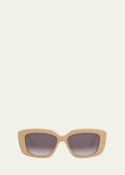 Celine Triomphe 55mm Gradient Rectangular Sunglasses In Shiny Beige