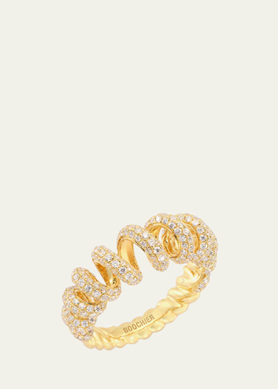 Boochier 18k Yellow Gold Jumbo Diamond Slinkee Ring