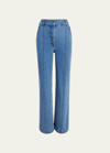 ANOTHER TOMORROW HIGH-WAISTED WIDE LEG DENIM PANTS