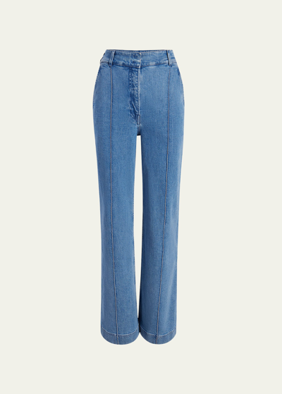 Another Tomorrow + Net Sustain High-rise Straight-leg Organic Jeans In Light Blue Wash