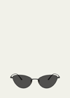 Khaite Sleek Black Steel Butterfly Sunglasses In Matte Black