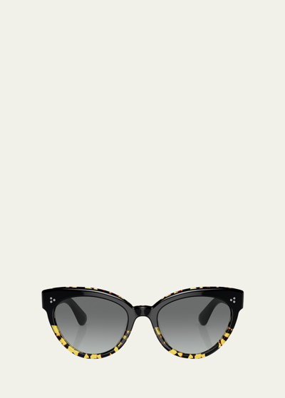 Oliver Peoples Gradient Acetate Cat-eye Sunglasses In Black Grey