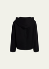 Another Tomorrow Fleece Cropped Hoodie In Black