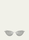 Khaite 1998c Mirrored Steel Butterfly Sunglasses In Silver