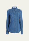 Another Tomorrow Cotton-chambray Shirt In Light Blue Wash