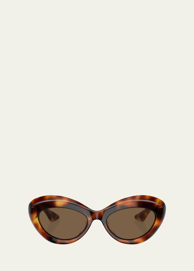 Khaite X Oliver Peoples Bold Acetate Oval Sunglasses In Dark Brown