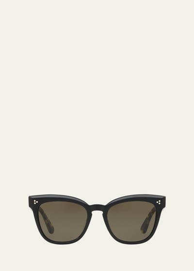 Oliver Peoples Beveled Acetate Butterfly Sunglasses In Black