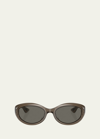 Khaite X Oliver Peoples Monochrome Acetate Oval Sunglasses In Taupe